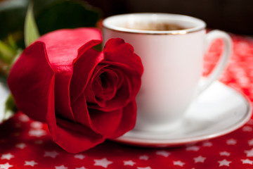 Coffee witch red rose