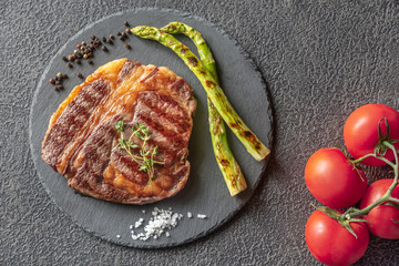 Grilled beef steak with asparagus