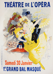 The poster of advertisment of the opera performance in the vintage book Les Maitres de L'Affiche, by Roger Marx, 1897. - obrazy, fototapety, plakaty