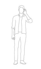 The man is listening. 