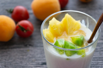 fresh fruit and homemade yogurt