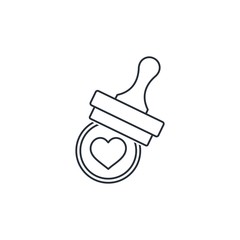 Round stamp. Heart approval. Recommend. Vector linear icon.