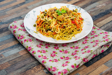 Noodles with Vegetables and Chicken