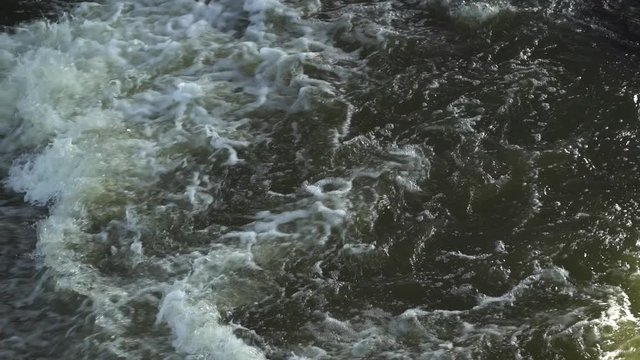 Summer River Flows From Waterfall
