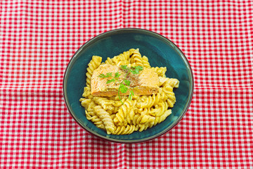 Fusilli salmon and dill cream
