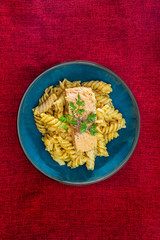 Fusilli salmon and dill cream