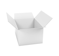 Open whitecorrugated carton box. Big shipping packaging. 3d rendering illustration isolated