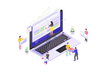 Web design and development isometric vector illustration