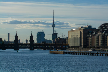 14.05.2019. Berlin, Germany. A view of the city and the river, of shopping and office centers with...