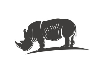 Black rhino silhouette. Isolated vector illustration.