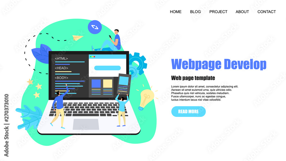 Wall mural webpage template. creative webpage development and web design concept