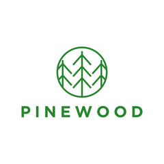 Pine tree logo design for environment and outdoor