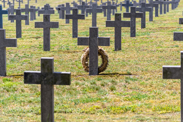 A lot of small, concrete crosses at the German war cemetery in the Netherlands.
