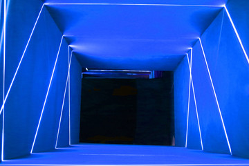blue neon light space doorway