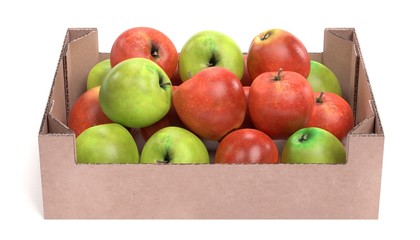 Realistic 3D Render of Apples in Box