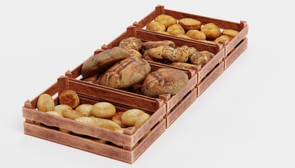 Realistic 3D Render of Bakery Set