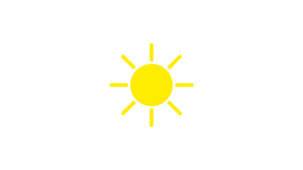 Sunny weather sign icon on white background. Yellow sun illustration