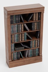 Realistic 3D Render of Bookshelf with Books