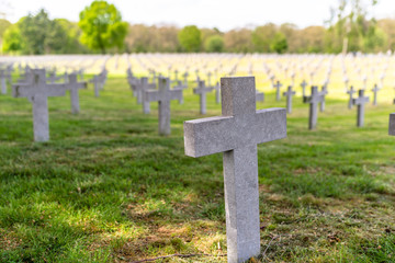 A lot of small, concrete crosses at the German war cemetery in the Netherlands.