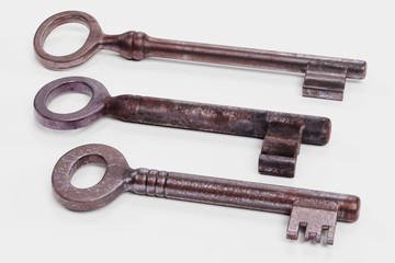 Realistic 3D Render of Classic Old Keys