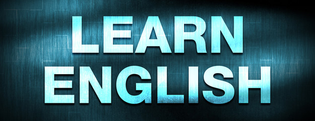 Fototapeta premium Learn English abstract blue banner background