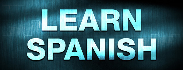 Learn Spanish abstract blue banner background