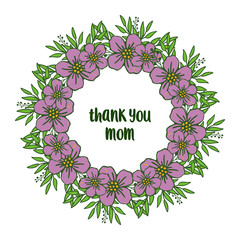 Vector illustration greeting card thank you mom for various abstract purple wreath frames