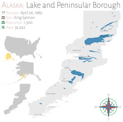Large and detailed map of Lake and Peninsular Borough in Alaska, USA