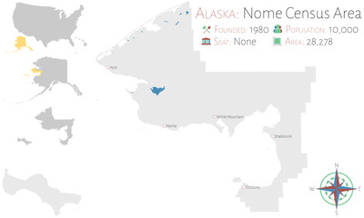 Large and detailed map of Nome Census Area in Alaska, USA