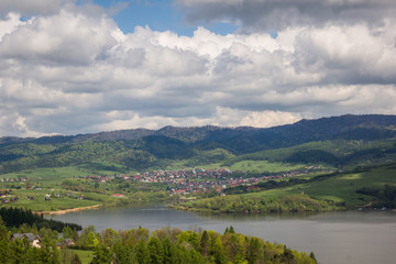 Czorsztynskie lake and Kluszkowce village, Malopolskie, Poland