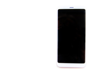 Mobile smartphone with black touchscreen isolated on white. copyspace fo text. Service, repair and...