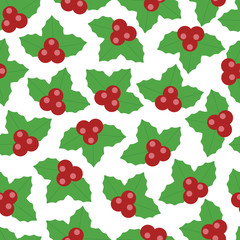 Lovely vector christmas berry seamless pattern