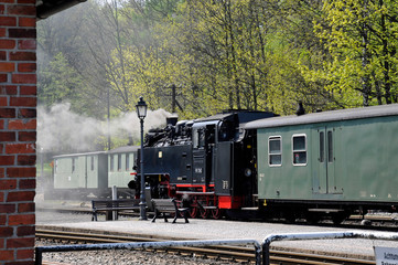 Fototapeta na wymiar zittauer schmalspurbahn, bahnhof bertsdorf