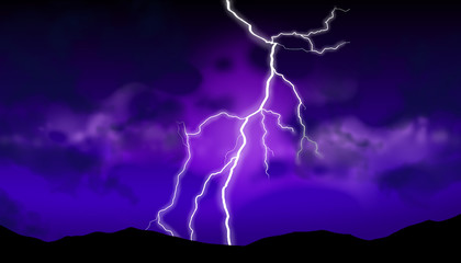 Dramatic view of the landscape, a thunderstorm in the sky
