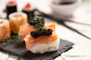 Shushi and black caviar