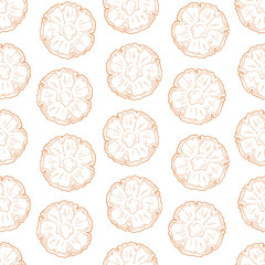 Vector pattern of pineapple in sketch style.