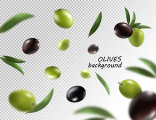 Green and black olives isolated on white background with clipping path, close-up