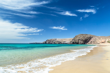 Fototapeta na wymiar Papagayo, turquoise water beach in Lanzarote, Canary Islands, Spain
