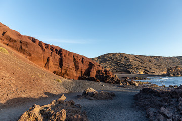 Obraz premium Volcanic beach in Lanzarote, Canary Islands, Spain