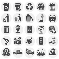 Garbage related icons set on background for graphic and web design. Simple illustration. Internet concept symbol for website button or mobile app. - 270383632