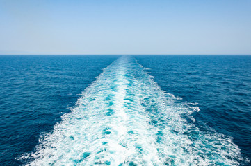 Rear view from ship to sea.