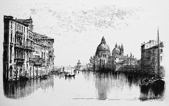 Venice engraved in the vintage book the History of Arts by Gnedych P.P., 1885