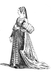 The fashion in France of XVI century in the vintage book the History of Arts by Gnedych P.P., 1885