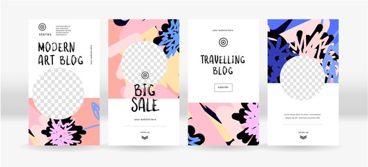 Obraz premium Abstract backgrounds for social media. Trendy stories templates for social networks