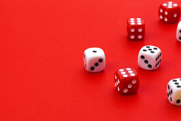 Gaming dice on color background