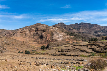 Landscape in Gheralta near Abraha Asbaha in Northern Ethiopia, Africa