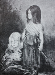 Painter's children by Franz von Lenbach in the vintage book One hundred masterpieces of art by O.I. Bulgakov, 1903