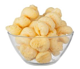 Peanut, corn puffs isolated with white background