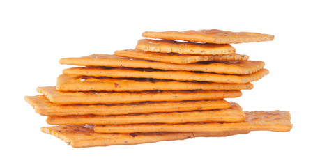 crackers pile on white background