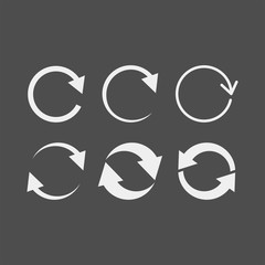 Recycling flat vector icons set. Arrows flat vector icons set